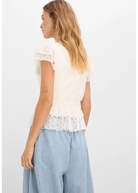 T-shirt court en dentelle, bonprix