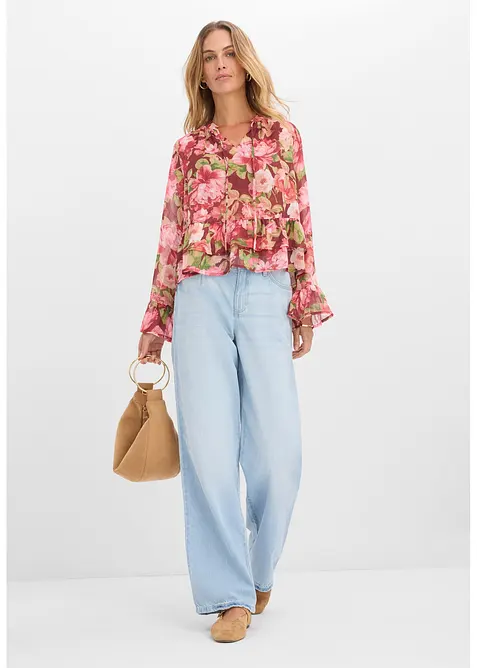 Blouse en mousseline &agrave; volants, bonprix