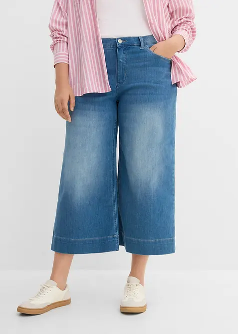 Jupe-culotte 7/8 en jean extensible ultra-doux, bonprix