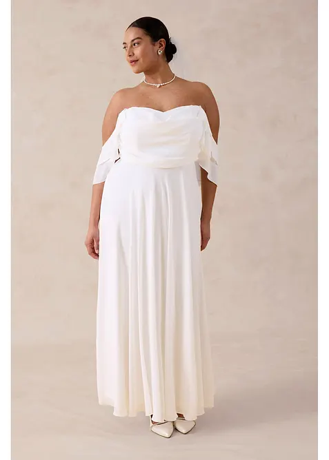 Robe de mari&eacute;e en mousseline avec drap&eacute;, bonprix