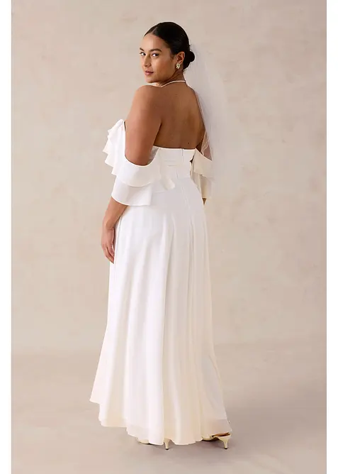 Robe de mari&eacute;e en mousseline avec drap&eacute;, bonprix