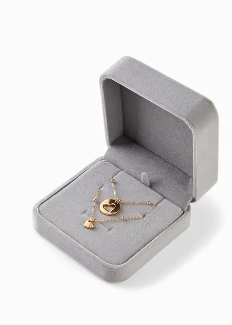 Colliers (ens. 2 pces) avec pendentifs c&oelig;urs, bonprix