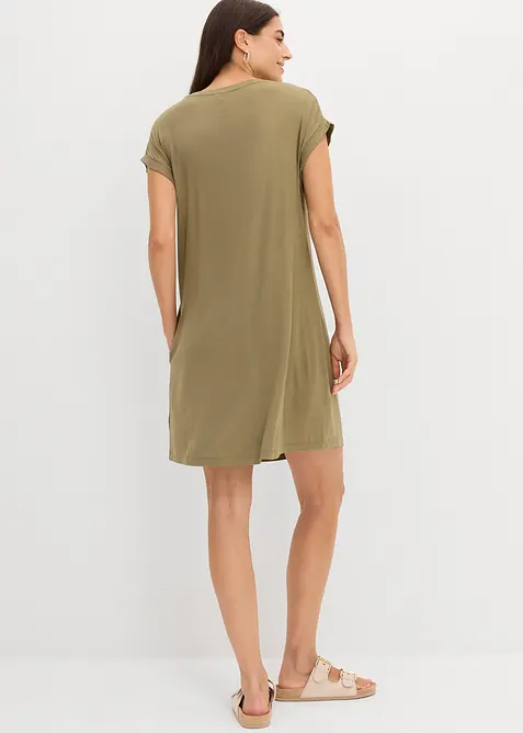 Robe en jersey viscose extensible avec broderie poitrine, bonprix