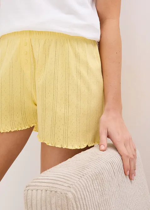 Lot de 2 shorts de pyjama en jersey pointelle, bonprix