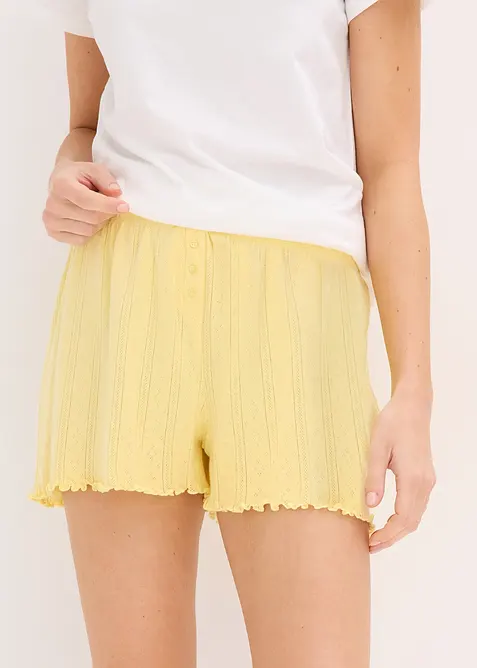 Lot de 2 shorts de pyjama en jersey pointelle, bonprix