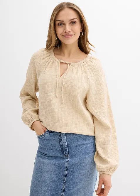Blouse ample en gaze de coton, bonprix
