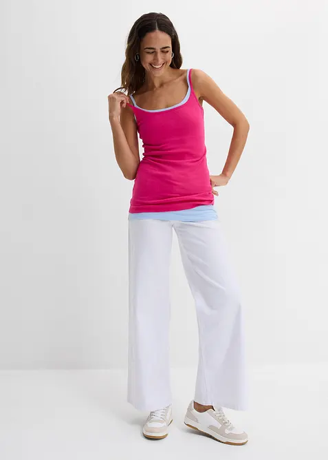 Lot de 2 tops &agrave; bretelles spaghetti 100% coton, bonprix