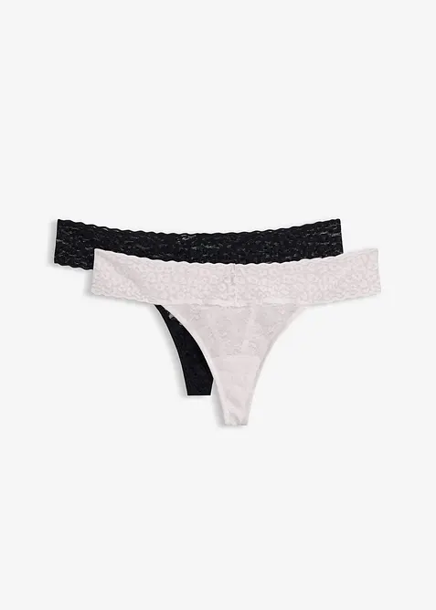 Lot de 2 tangas en dentelle, bonprix