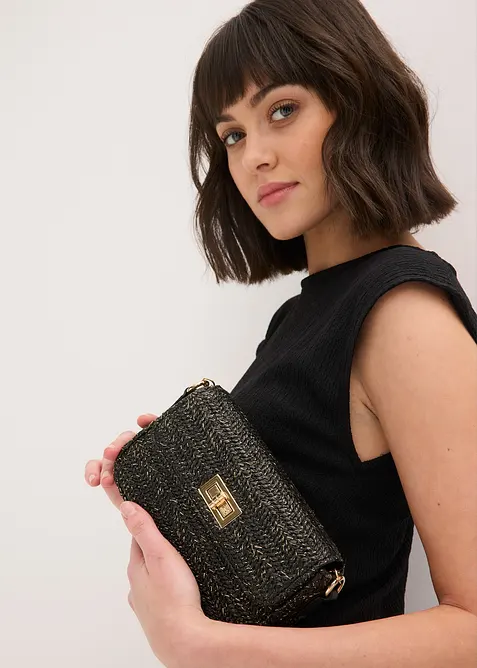 Sac &agrave; bandouli&egrave;re effet paille avec fil brillant, bonprix