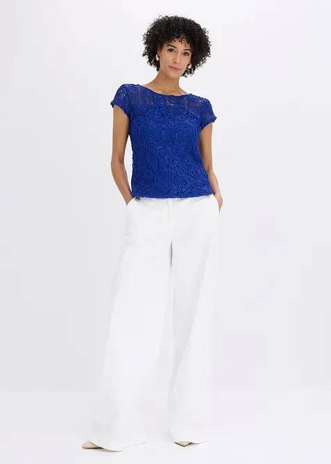 Blouse manches courtes en dentelle, bonprix