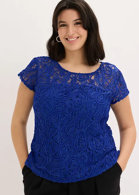 Blouse manches courtes en dentelle, bonprix