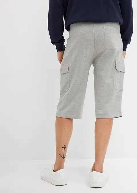 Bermuda cargo long en sweat 100% coton, regular, bonprix