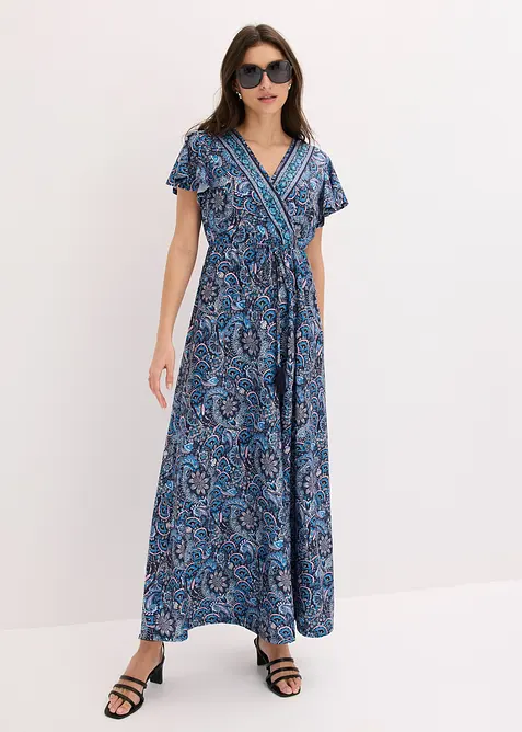 Robe longue en jersey imprim&eacute;, bonprix