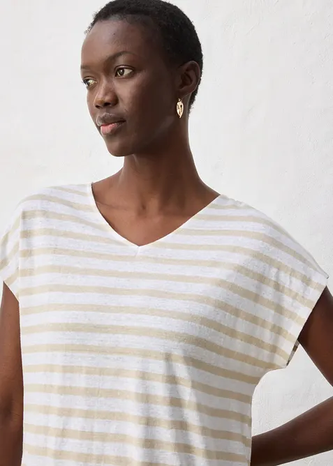 T-shirt 100% lin &agrave; manches chauve-souris, bonprix