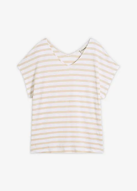 T-shirt 100% lin &agrave; manches chauve-souris, bonprix