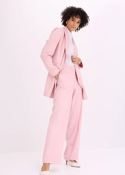 Pantalon large &agrave; pinces et boutons d&eacute;coratifs, bonprix