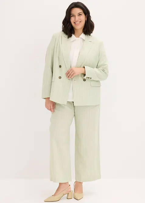 Pantalon &agrave; pinces en lin majoritaire, bonprix