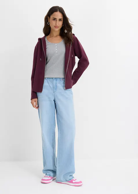 T-shirt col tunisien, 100% coton, bonprix