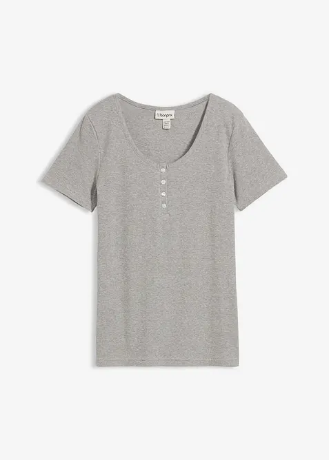 T-shirt col tunisien, 100% coton, bonprix