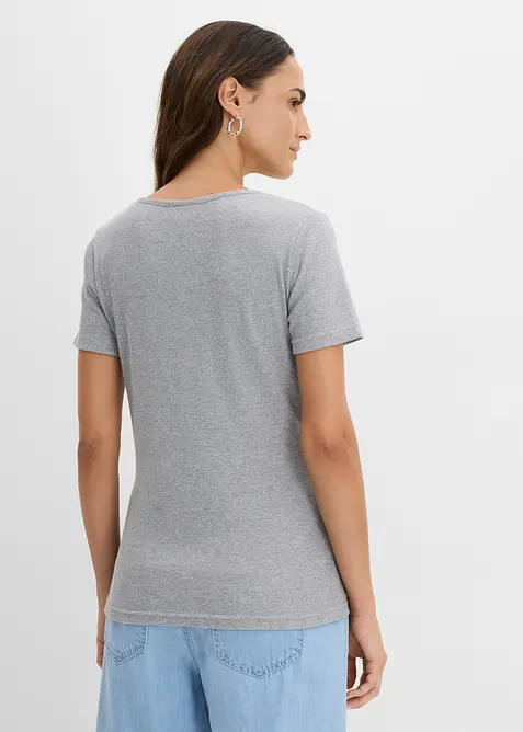 T-shirt col tunisien, 100% coton, bonprix