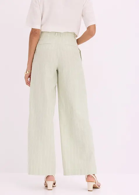 Pantalon &agrave; pinces en lin majoritaire, bonprix