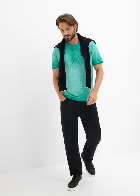 T-shirt col tunisien 100% coton, aspect d&eacute;lav&eacute;, bonprix