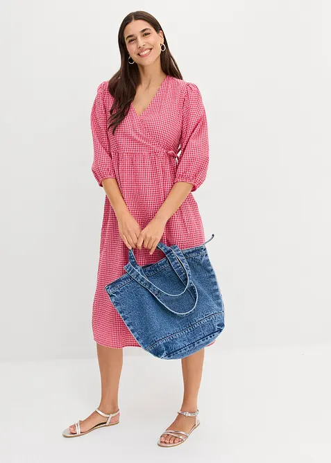 Robe portefeuille en mati&egrave;re textur&eacute;e, bonprix