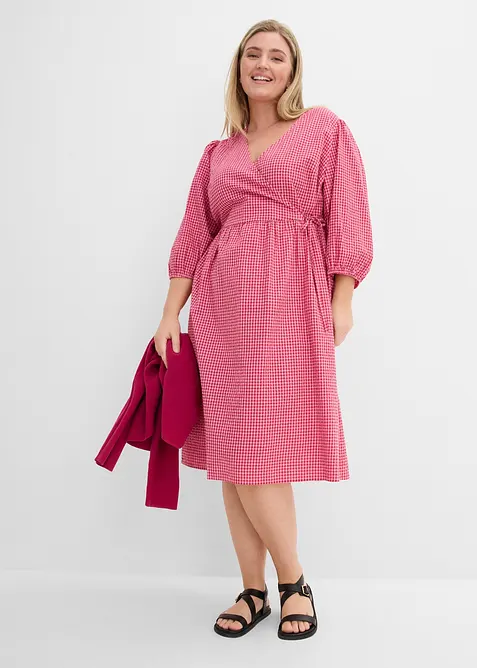 Robe portefeuille en mati&egrave;re textur&eacute;e, bonprix