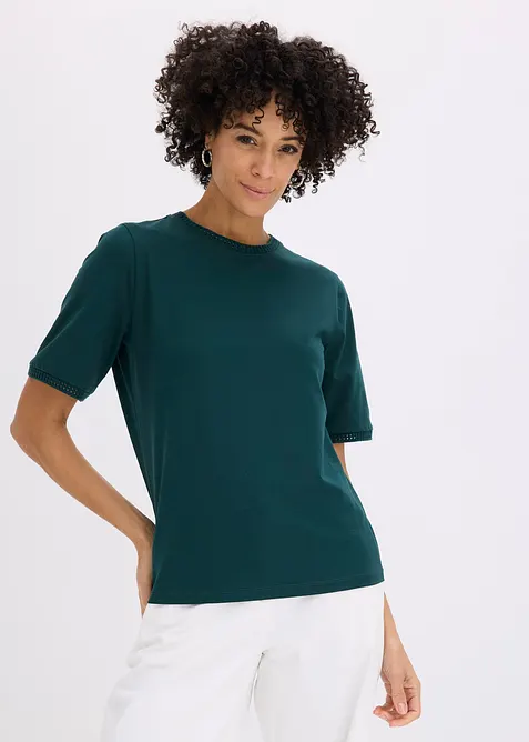 T-shirt &agrave; liser&eacute;s en dentelle, bonprix