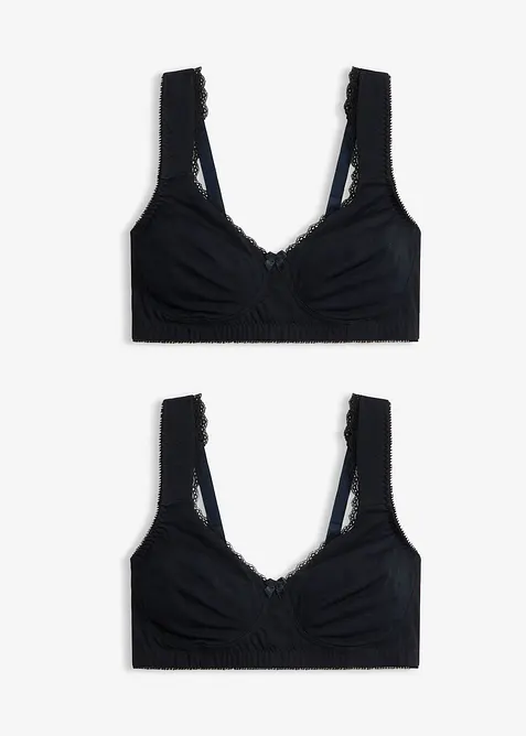 Lot de 2 soutiens-gorge minimiseurs moul&eacute;s coton, sans armatures, bonprix