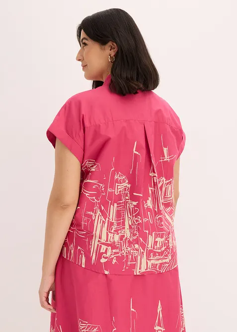 Chemisier manches courtes oversize en popeline de coton, bonprix