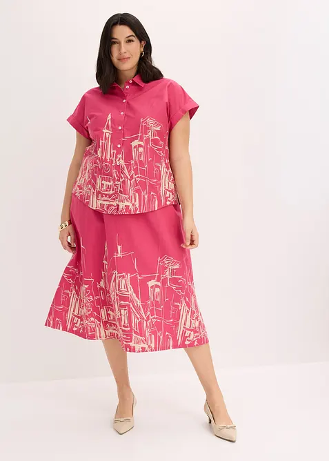 Chemisier manches courtes oversize en popeline de coton, bonprix