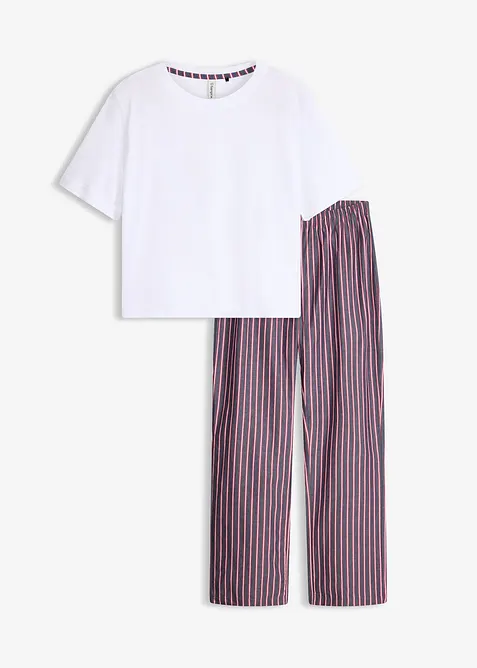 Pyjama avec pantalon tiss&eacute;, bonprix