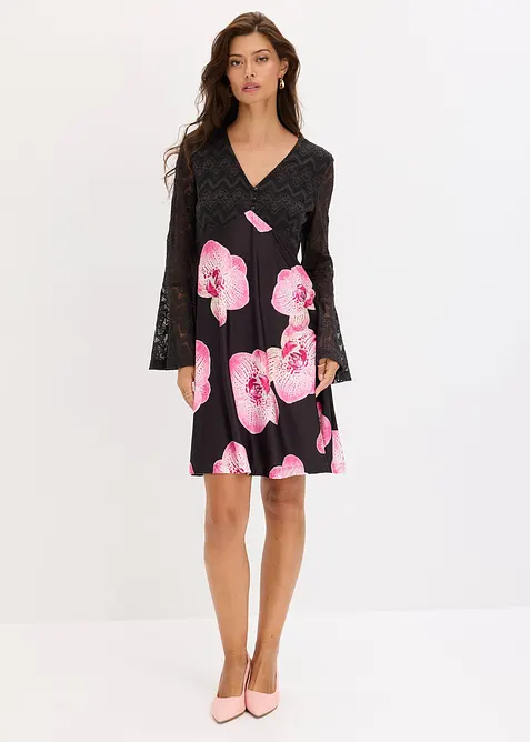 Robe en jersey &agrave; dentelle, bonprix