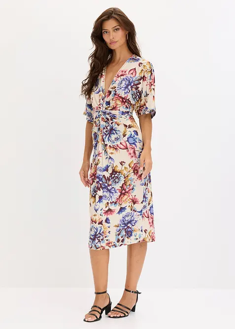 Robe midi twist&eacute;e devant, bonprix