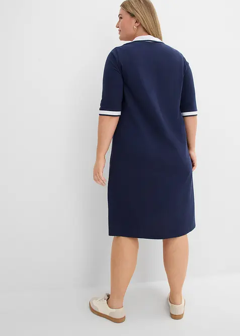 Robe longueur genou en tissu &eacute;ponge avec col polo, bonprix