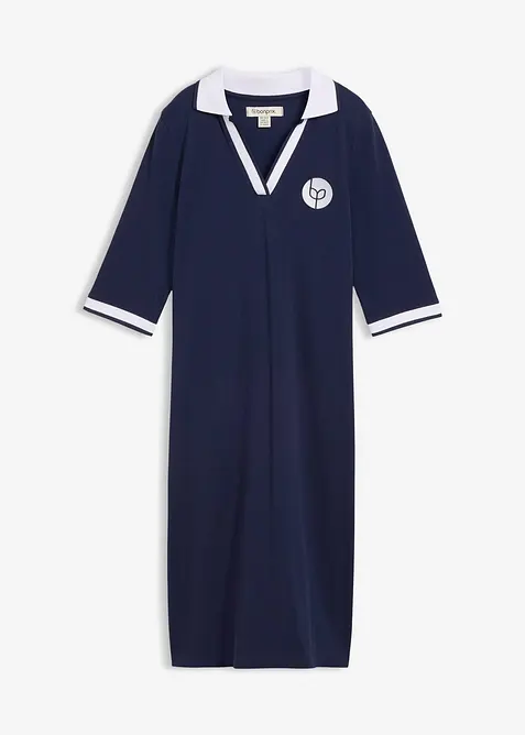 Robe longueur genou en tissu &eacute;ponge avec col polo, bonprix