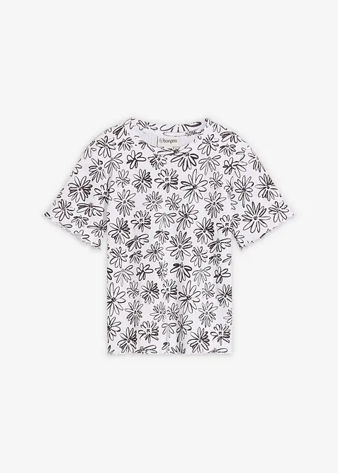 T-shirt court en coton m&eacute;lang&eacute;, bonprix