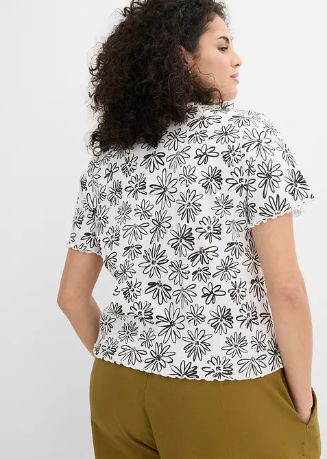 T-shirt court en coton m&eacute;lang&eacute;, bonprix