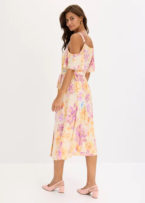 Robe midi &agrave; &eacute;paules d&eacute;couvertes, bonprix