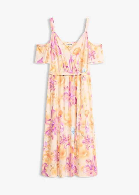 Robe midi &agrave; &eacute;paules d&eacute;couvertes, bonprix