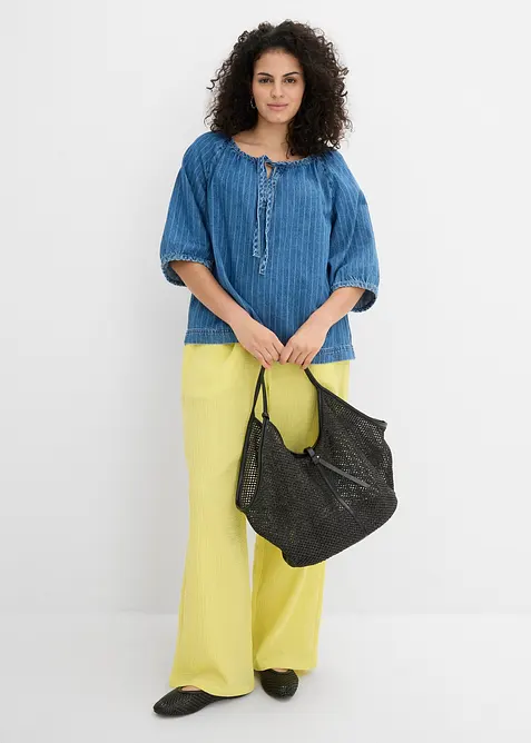 Pantalon en gaze de coton &agrave; taille &eacute;lastiqu&eacute;e, bonprix