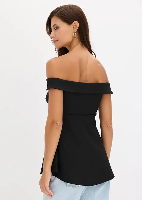 Haut &eacute;paules d&eacute;nud&eacute;es en cr&ecirc;pe textur&eacute;, bonprix