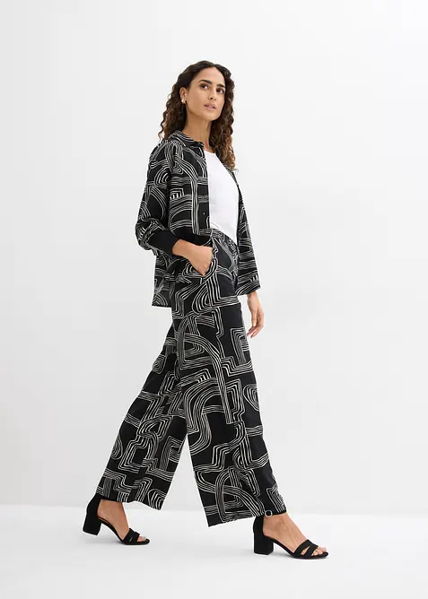 Pantalon large &agrave; pinces, bonprix