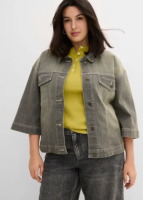 Veste en jean, manches 3/4, bonprix