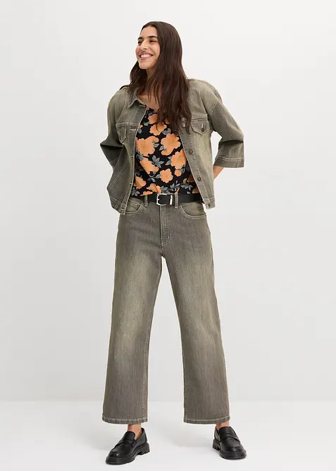 Jean large taille haute, cropped, bonprix