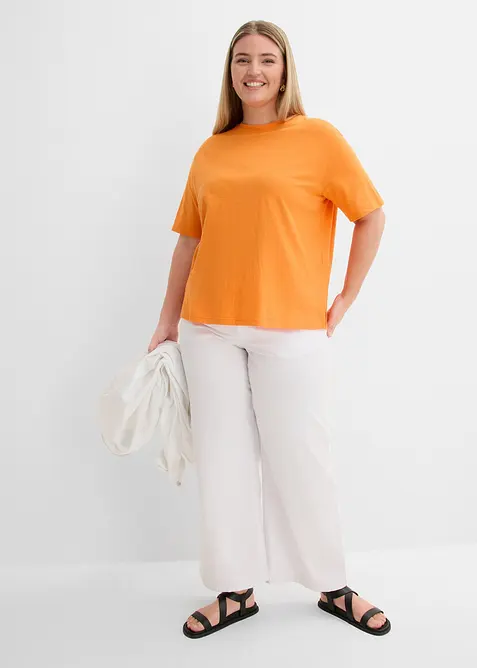 Lot de 2 T-shirts amples en fil flamm&eacute; 100% coton, bonprix