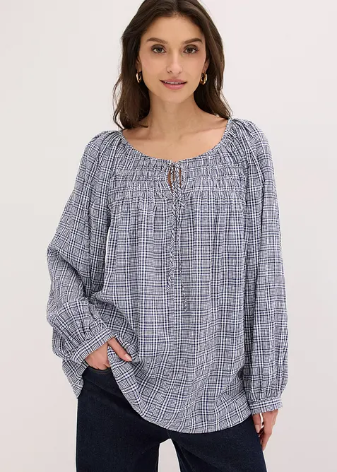 Blouse &agrave; carreaux en seersucker, bonprix