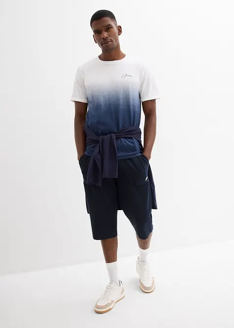 Bermuda sweat long &agrave; taille &eacute;lastiqu&eacute;e, aspect denim, bonprix