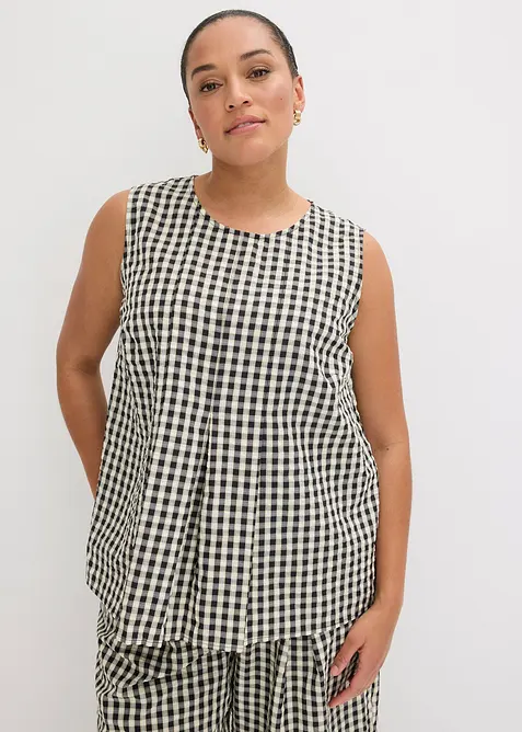 Top sans manches &agrave; carreaux, bonprix